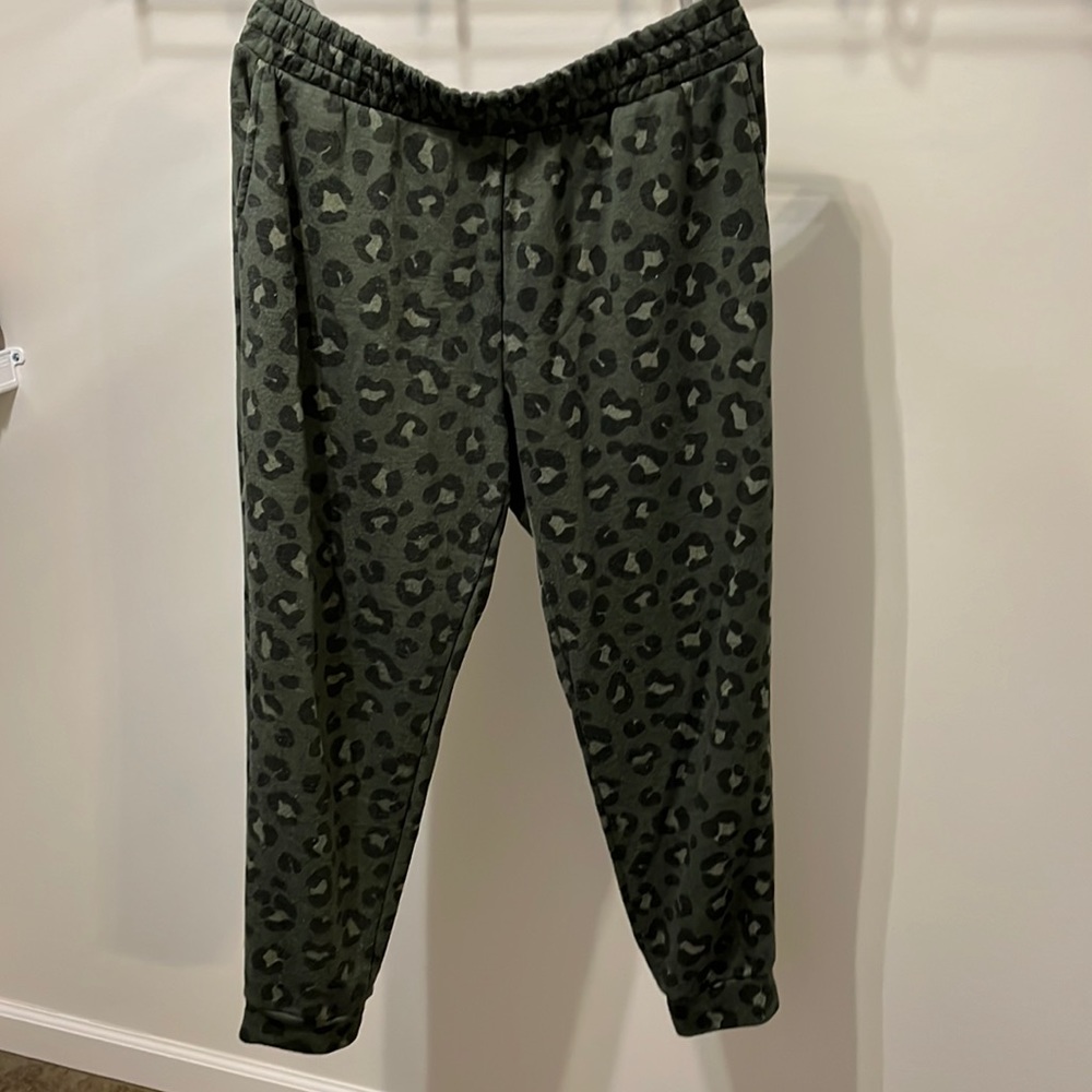 Leopard army green joggers